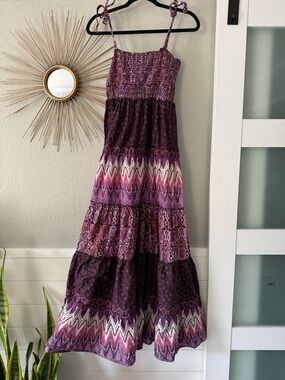 Amisu Purple and Pink Smocked Sundress